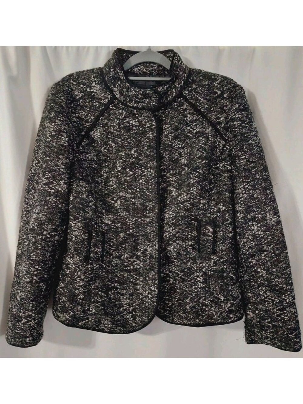 Sandro Womens Tweed Blazer Size XL Black Gray